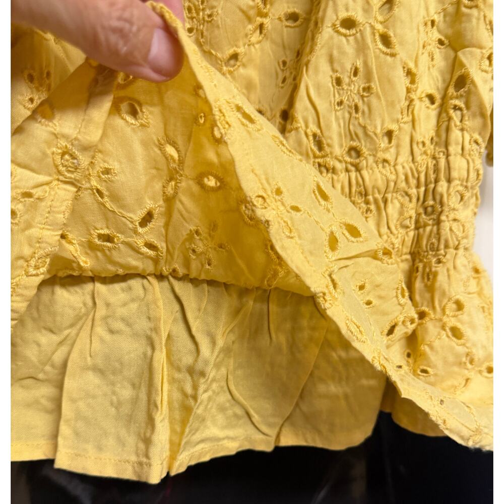 Abercrombie & Fitch Women Babydoll Top Blouse Small S Yellow Short Sleeve NWOT - Picture 5 of 7